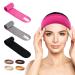 Lattcure 3 pieces cosmetics frontal ligaments terry adjustable hair band for make -up forehead tapes spa headband with Velcro fastener hair protection band for spa sport yoga cosmetic shower for women girls