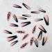 24 Pcs Long Coffin Black French Tip Press on Nails with Silver Snake Rhinestone - Exquisite Acrylic False Nails for Manicure Decoration - Buy Online on GoSupps.com