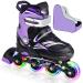 JeeFree 4 Size Adjustable Inline Skate for Kids with Skate Storage Bag,Children's Inline Skates with Full Light Up Wheel,Outdoor Illuminating Roller Blades Skates for Girls,Boys and Beginners Light Purple Small
