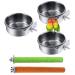 PINVNBY Bird Feeding Dish Cups Parrot Stainless Steel Food Water Dish Perch Stand Platform Paw Grinding Toy Feeder Cage Bowl with Clamp Holder for Budgies Parakeet Macaw Small Animal (5 Pack) 3PCS-M