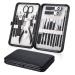 TONECY 16 in 1 Nail Cutter Professional Stainless Steel Scissors Grooming kit Art Cuticle Utility Tools Nail Clipper Manicure Set(Gray)