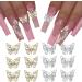 14Pcs Shiny Alloy Butterfly Nail Charms - 3D Butterflies Rhinestones for Women's DIY Manicure - Buy Online on GoSupps.com