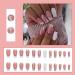 24Pcs Short Square French Glitter Press on Nails - White & Nude Acrylic Full Cover Stick on Nails with Rhinestones for Women and Girls - Includes Glue Stickers - Glossy Finish - Buy Online on GoSupps.com