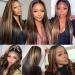 Haha Brown Highlight Ombre Human Hair Bundles with Closure - 10A Remy Virgin Hair Weave - Colored Balayage - 3 Bundles + 4x4 Lace Closure Free Part - 12 12 12 + 10 Inch FB30 - Buy Online on GoSupps.com