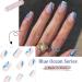 24pcs Short Almond Square French False Nails with Glue - Blue Stripe | Full Cover Acrylic Press On Nails for Women and Girls - Buy Online on GoSupps.com