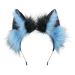 ZFKJERS Furry Fox Wolf Cat Ears Headwear Women Men Cosplay Costume Party Cute Head Accessories for Halloween (Blue Black)
