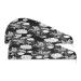 Black and White Flowers Dry Hair Cap 2 Piece Quick Drying Towel Set with Button Headband Super Absorbent Soft & Comfortable