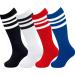 Qikqik 4 Pairs Toddler Soccer Socks | Kids Baseball Knee High Cotton Tube Socks | 3-6 Years | Red, Blue, Black, White - Buy Online on GoSupps.com