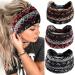 Fashband Boho Wide Headbands Elastic Headband Vintage Flower Hairband Knot Hair Accessories for Women
