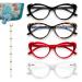 Reading Glasses for Women - Cat Eye 4 Pack Womens Blue Light Blocking Readers Fashionable Ladies Eyeglasses with Spring Hinge Anti-Glare&UV Rays for Computer Phone Reading +1.50 Black/Red/Clear/Tortoise 1.5 x