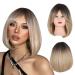 Pretfy Short Blonde Bob Wig for Women 12" Short Shoulder Blonde Wigs with Bangs Natural Straight Short Bob Wig With Fringe Synthetic Colorful Cosplay Halloween Cute Wig for Women(#1)