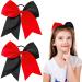 2 Packs Jumbo Cheerleading Bow 8 Inch Cheer Hair Bows Large Cheerleading Hair Bows with Ponytail Holder for Teen Girls Softball Cheerleader Outfit Uniform (Red and Black)