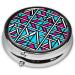 Portable Metal Pill Box - Irregular Colored Graphics Round Mini 3-Compartment Design Perfect for Travel & Small Pills - Buy Online on GoSupps.com