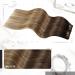 Moresoo 18 Balayage Brown Human Hair Clip in Extensions - Dark Brown to Light Brown with Golden Blonde Ombre | Remy Clip Ins 7Pcs/120g #4/10/16 - Buy Online on GoSupps.com