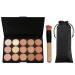 Vtrem 15 Colors Contour Palette Kit Camouflage Concealer Palette Christmas Gifts Eyeshadow Face Cream Makeup Foundation Kit Combination with Powder Brush for Professional and Daily Use 15 Colors Makeup Concealer Palette