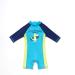 Baby Boys Sunsuit UPF 50+ Sun Protection One Pieces with Zipper Swimwear with Sun Hat(Blue 6-9Months) Board 6-9 Months