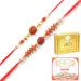 Ghasitaram Gifts Rakhi for Brother Rakhis Online - Set of 2 6142 6176 Rudraksh Rakhis with 200 GMS of Kaju katli and 200 GMS of Soan Papdi