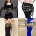2-Pack Chiffon Belly Dance Belt with Coins - Silk Scarf Hip Cloth Skirts for Women (Black & Blue) - 150 cm Long - Buy Online on GoSupps.com