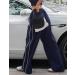 Himosyber Women's Navy Y2K Parachute Pants - Elastic Waist Baggy Track Trousers | Medium - Buy Online on GoSupps.com
