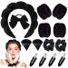 DOMUUH Wrist Towels for Washing Face  Wrist Bands and Spa Headband for Washing Face 14 piece Spa Wristband Head Band Set for Washing Face  Makeup  Skincare  Shower  Hair Accessories (Black)