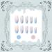 VOTACOS Medium Round Nude Fake Nails with Blue Wave Design - Glossy Full Cover Press on Nails for Women - Buy Online on GoSupps.com