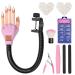 EasyinBeauty Flexible Practice Hand for Acrylic Nails, Nail Maniquin Hand Training Kit with 300PCS Nail Tips, Fake Nail Hand for Nail Practice, Nail Files and Clipper for Nail Technician and Beginner