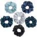Elegant Blue Satin Scrunchies 6 Pack for Thick Hair - Large Faux Silk Hair Ties for Curly and Straight Hair - Buy Online on GoSupps.com