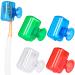 Hooqict 4 Pack Travel Toothbrush Head Covers Electric and Manual Toothbrush Cover Clip Portable Toothbrush Covers Protector Caps for Travelling Camping Bathroom Home School Blue Red Green Transparent