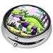 Green Dinosaur Round Pill Box - 3 Compartment Organizer for Travel | Portable Pill Storage Solution - Buy Online on GoSupps.com