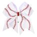Softball Hair Bows 7 Baseball Glitter Leather Cheer Bows Big Elastics Hair Ties Bands Ponytail Holder Ribbon Accessories Cheerleading Cheerleader Team Girls Game Sports Player Gift softball bow Tie-White