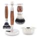 JAG Shaving Razor Set - Jag's Lee Range 4 -part shaving set - synthetic silver spitzhaar shaving brush - 5 razor blades shaving racks made of stainless steel and wood - shaving bowl - wood set
