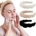 WHAVEL 3 Pack Spa Headband Skincare Headbands Makeup Headband Sponge Terry Cloth Headbands Face Wash Headband Puffy Hair Band for Washing Face Women Girls (Khaki Brown Black)