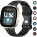 Upeak sports bracelet compatible with Fitbit Versa 3 bracelet/Versa 4 bracelet/Fitbit Sense bracelet/scythe 2 bracelet breathable silicone double hole snap buckle replacement tape for women men's charcoal/black