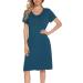 Lovasy Women's Button Down Nightdress with Pockets - Blue Green XXL - Buy Online on GoSupps.com
