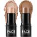 2 PCs Contouring Stick Cream Bronzer and Highlighter Stick creamy texture Long-lasting contours illuminate the face make-up contouring pen for face and neck (medium-0711)