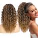 Allyreetress Afro Curly Ponytail Extension Long Black Drawstring Ponytail for Black Women Long Multi Layered Hair FluffyThick Ponytail Natural Soft Synthetic Hairpiece for Daily Use(T1B/27) 18 Inch T1B/27