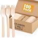 100Pcs Wooden Forks Disposable Set - Alternative to Plastic, Eco Friendly, Biodegradable, Compostable Wood Forks for Eating - Disposable Wooden Forks for Supplies, Better than Bamboo Palm Wooden Forks 100PCs
