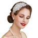 SWEETV Rhinestone Flapper Headband-Elastic 1920s Headpiece  Great Gatsby Hair Accessories for Women Silver