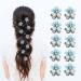 10 Pcs Mini Cute Flower-Shaped Hair Clips for Girls, Multicolor Crystal Hair Barrettes for Long Braid Hairstyles, Flower Hairpin for Women Hair Accessories (10 Pcs- Blue)