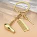Scissor Comb Pendant Keychain Scissor Comb Pendant Keychain Hairdressing Hair Dryer Stylish Pendant For Salon Graduation Gold - Buy Online on GoSupps.com