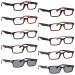 LUR Reading Glasses for Men Women 10 Pack Spring Hinges Readers Include Reading Sunglasses +2.50 10 Pack Mix Color -R055 2.5 x