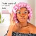 Large Pink Satin Silk Sleep Bonnet - Waterproof Shower Cap for Curly Hair - Buy Online on GoSupps.com