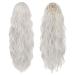 Feshfen 45 cm Silver Gray Ponytail Hair Extension - Wavy Braid Horse Tail Synthetic Hair for Women - Buy Online on GoSupps.com