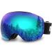 AKASO OTG Ski Goggles, Snowboard Goggles, Mag-Pro Magnetic Interchangeable Lenses, Snow Goggles for Men & Women A1-black Frame / Grey Lens With Blue Coating (Vlt 10.5%)