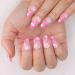 Morily 24pcs Almond Pink Ombre Press On Nails Kit with White Cloud Design - Medium Length Fake Nails for Women and Girls - Buy Online on GoSupps.com