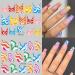 French Nail Art Stickers - Colorful Geometric Water Transfer Decals for Women/Girls - 12 Sheets - Buy Online on GoSupps.com