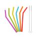 Reusable Silicone Straws for Toddlers & Kids - 6 pcs Flexible Short Drink 6.7" Straws for 6-12 oz Yeti/Rtic/Ozark Tumblers & 2 Cleaning Brushes - BPA Free, Eco-Friendly,no Rubber Tast