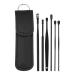 VOCOSTE 6Pcs Stainless Steel Ear Cleansing Tool Set Ear Cleaner Ear Care Set with Faux Leather Packaging Black