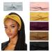 Huachi Turban Headbands for Women Wide Head Wraps Knotted Elastic Teen Girls Yoga Workout Solid Color Hair Accessories 6 Pack Headbands A