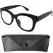 Mini glasses Stylish retro reading glasses thick frame and large glasses plastic glasses frame with spring hinge reading aid women black 2.0 diopters